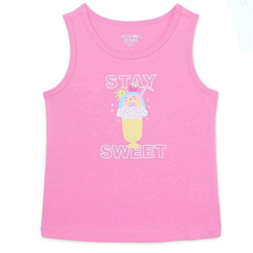 Garanimals Toddler Girl Graphic Jersey Tank 2T New with Tags Stay Sweet Pink